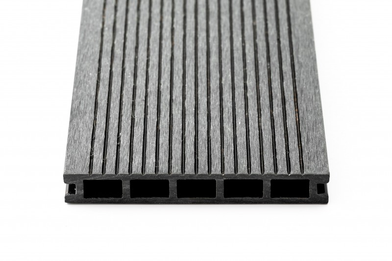 Террасная доска МПК "Верста" 150х24х3000 мм, двухсторонняя, цвет Серый, Вельвет + Тиснение под дерево
