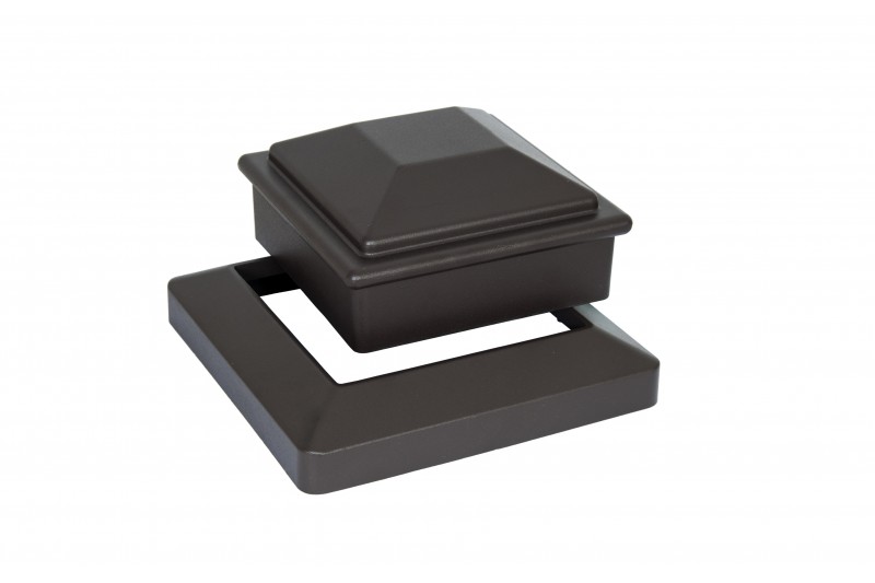 Крышка и юбка из алюминия для ограждения 69х145х145 / 34х181,5х181,5 мм, цвет: №5 темно-коричневый