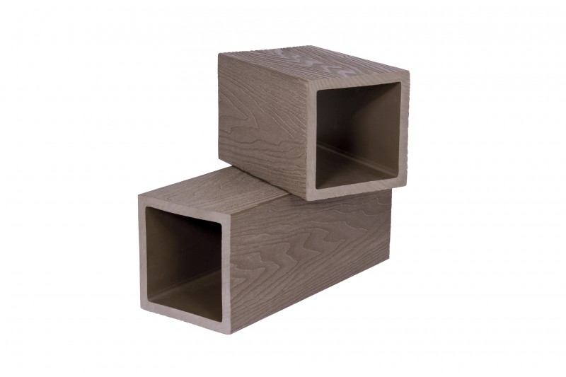  Столб из ДПК, 3D шлифованное дерево, для ограждения 125х125х2900 мм, цвет: №8 красный