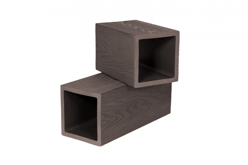  Столб из ДПК, 3D шлифованное дерево, для ограждения 100х100х2900 мм, цвет: №5 темно-коричневый