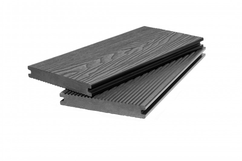  Террасная доска из ДПК Массив текстура дерева / вельвет, 20х140х4000 мм, цвет: №3 черный