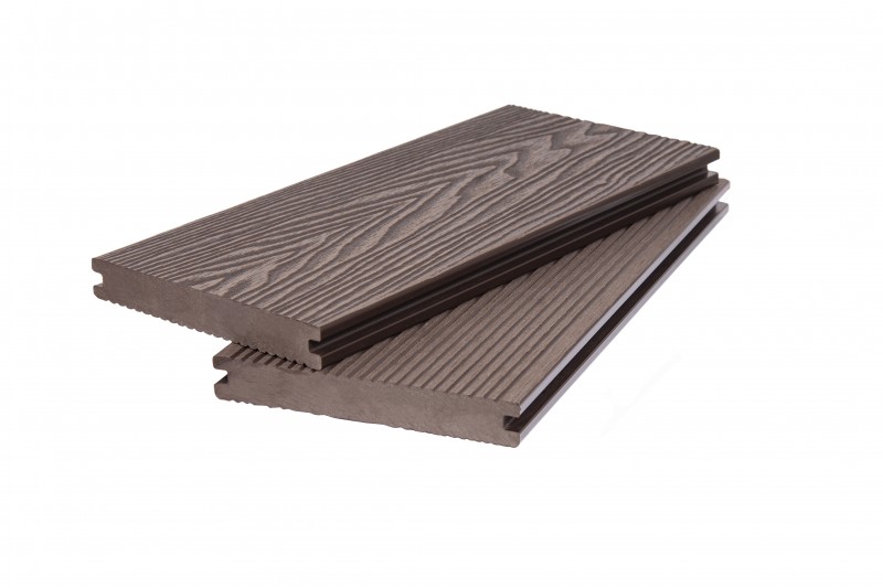  Террасная доска из ДПК Массив текстура дерева / вельвет 20х140х4000 мм, цвет: №4 светло-коричневый