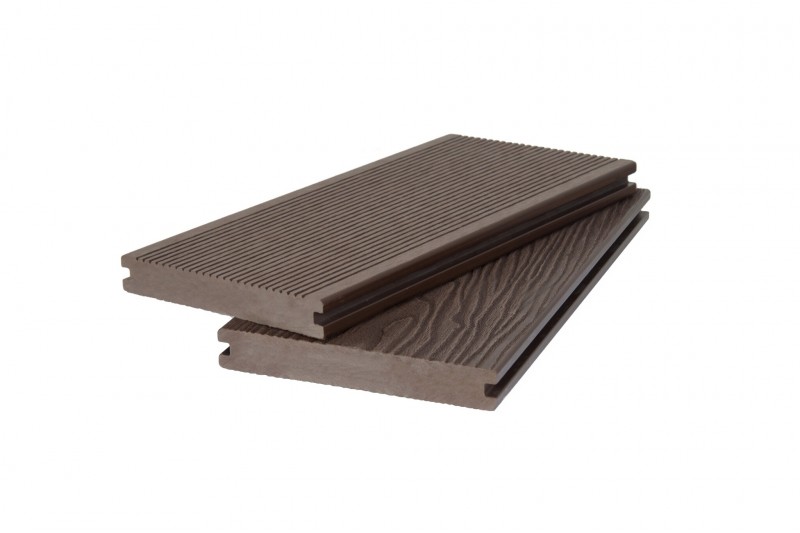  Террасная доска из ДПК Массив текстура дерева / вельвет, 20х140х4000 мм, цвет: №5 темно-коричневый