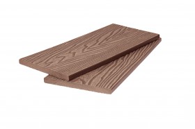 Универсальная доска из ДПК 3D шлифованное дерево для декинга (подступенок) и забора 11х140х2900 мм, цвет: №4 светло-коричневый