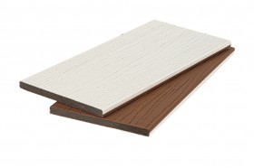 Универсальная доска заборная / подступенок Коэкструзия двухцветная: белый / песочный микс, 11х140х2900 мм