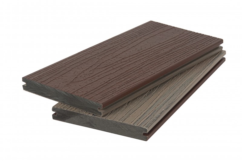  Террасная доска из ДПК МАССИВ Коэкструзия 1.5 двухцветная: шоколадный микс / снежный микс, 20х140х2900 мм